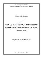 Căn cứ tỉnh ủy sóc trăng trong kháng chiến chống mỹ cứu nước (1954 – 1975) 
