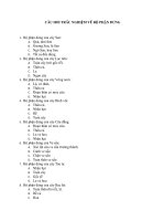 Đề trắc nghiệm về bộ phận dùng của dược liệu, Tổng hợp bộ phận dùng dược liệu.