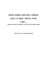 PHÂN PHỐI CHƯƠNG TRÌNH TIẾNG ANH lớp 8 9 mới 