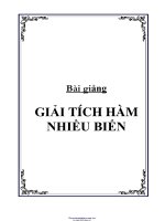 BÀI GIẢNG GIẢI TÍCH hàm NHIỀU BIẾN