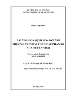 Bài toán ổn định hoá đối với phương trình vi phân cấp phân số nửa tuyến tính 