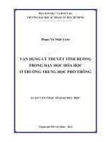 Vận dụng lý thuyết tình huống trong dạy học hóa học ở trường trung học phổ thông 