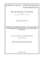 Nghiên cứu thành phần lipid và các dạng phân tử của phospholipid từ một số loài san hô mềm ở việt nam (TT)