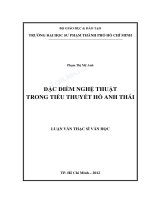 Đặc điểm nghệ thuật trong tiểu thuyết hồ anh thái 