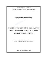 Nghiên cứu khả năng tạo sắc tố đỏ và monacolin k của vi nấm monascus purpureus 