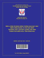 rèn luyện kĩ năng sống thông qua dạy học môn công nghệ 10 cho học sinh trường thpt chuyên lương thế vinh thành phố biên hòa, tỉnh đồng nai  