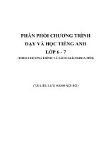PHÂN PHỐI CHƯƠNG TRÌNH TIẾNG ANH lớp 6 7 mới 