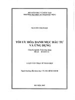 Tối ưu hóa danh mục đầu tư và ứng dụng 