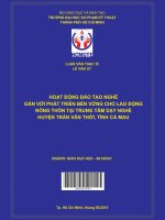 hoạt động đào tạo nghề gắn với phát triển bền vững cho lao động nông thôn tại trung tâm dạy nghề huyện trần văn thời, tỉnh cà mau 