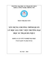 Xây dựng chương trình quản lý độc giả thư viện tại trường đại học sư phạm hà nội 2 