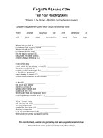 playing in the snow reading comprehension 