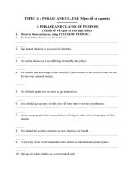 TOPIC 16  PHRASE AND CLAUSE (mệnh đề và cụm từ)