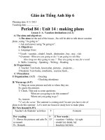 Giáo án Tiếng Anh 6 unit 14: Making plans