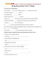 Bài tập tiếng Anh lớp 9 Unit 2: Clothing