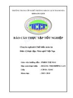 Báo cáo thực tập tốt nghiệp chuyên ngành chế biến món ăn tại nhà nghỉ việt nga năm 2015 