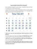 Lịch nghỉ Tết dương lịch 2017