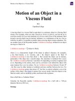 Motion of an object in a viscous fluid 