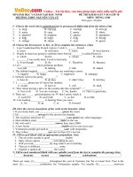 Đề thi khảo sát đầu năm lớp 10 môn Tiếng Anh năm 2015 - 2016 THPT Nguyễn Văn Cừ, Bắc Ninh