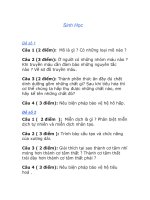 Đề thi sinh học và hóa học 8 cực chuẩn có đáp án tham khảo