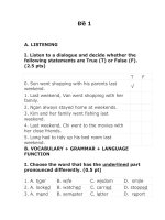 Đề thi chọn lọc tiếng anh lớp 8 có vocabulary và grammar