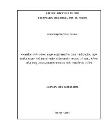 NGHIÊN CỨU TỔNG HỢP, ĐẶC TRƯNG CẤU TRÚC CỦA HỢP CHẤT Zr(IV) CỐ ĐỊNH TRÊN CÁC CHẤT MANG VÀ KHẢ NĂNG HẤP PHỤ ASEN, SELEN TRONG MÔI TRƯỜNG NƯỚC