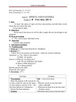 Giáo án Tiếng Anh 6 unit 12: Sports and pastimes