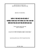 QUảN lý đội NGũ cán bộ QUảN lý  TRƯờNG TRUNG học PHổ THÔNG các TỉNH  KHU vực MIềN núi PHíA bắc đáp ứNG đổi mới GIáO dục