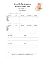 holidays 5 forms of the verb 