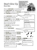 Simple present song activity  dont give up 