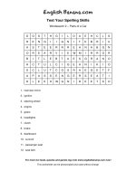 wordsearch 2 parts of a car 