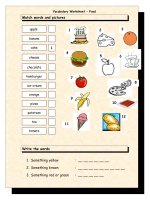 3606 vocabulary matching worksheet  food 