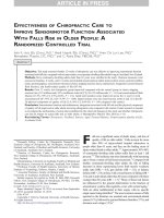 Effectiveness of chiropractic care to improve sensorimotor function associated with falls risk in older people  a randomized controlled trial 