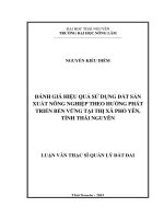 Đánh giá hiệu quả sử dụng đất sản xuất nông nghiệp theo hướng phát triển bền vững tại thị xã phổ yên, tỉnh thái nguyên 