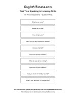 ask personal questions question sheet 