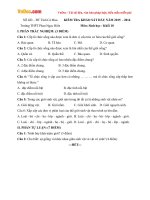 Đề thi khảo sát chất lượng đầu năm môn Sinh học lớp 10 trường THPT Phan Ngọc Hiển, Cà Mau năm học 2015 - 2016