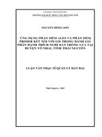 Ứng dụng phần mềm ALES và phần mềm PRIMER 5 0 kết nối với GIS trong đánh giá phân hạng thích nghi đất trồng lúa tại huyện võ nhai, tỉnh thái nguyên 