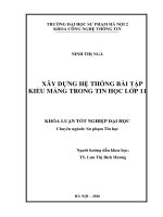 Xây dựng hệ thống bài tập kiểu mảng trong tin học lớp 11 