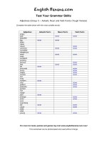 adjectives group 1 adverb noun and verb forms tough version 