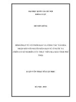 Hình phạt tù có thời hạn và công tác tái hòa nhập đối với người mãn hạn tù ở nước ta (trên cơ sở nghiên cứu thực tiễn địa bàn tỉnh phú thọ) 