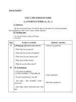 Giáo án Tiếng Anh 7 Unit 7: The world of work