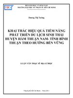 Khai thác hiệu quả tiềm năng phát triển du lịch sinh thái huyện Hàm Thuận Nam - tỉnh Bình Thuận theo hướng bền vững