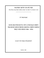 Đảng bộ tỉnh hưng yên lãnh đạo chiến tranh du kích trong kháng chiến chống thực dân pháp (1946 1954) 