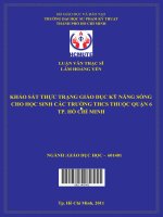 khảo sát thực trạng giáo dục kỹ năng sống cho học sinh các trường thcs thuộc quận 6 tp  hồ chí minh 