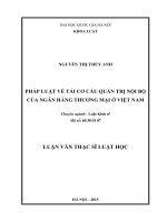 Pháp luật về tái cơ cấu quản trị nội bộ ngân hàng thương mại ở việt nam 