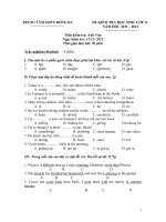 ĐỀ KIỂM TRA HỌC SINH  LỚP 11 Môn kiểm tra: Anh Văn