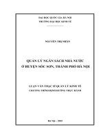 Quản lý ngân sách nhà nước ở huyện sóc sơn, thành phố hà nội 