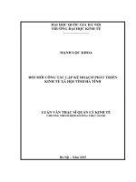 Đổi mới công tác lập kế hoạch phát triển KTXH tỉnh hà tĩnh 