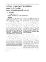 Sài Gòn – Thành phố Hồ Chí Minh, thành phố động lực trong phát triển kinh tế - xã hội