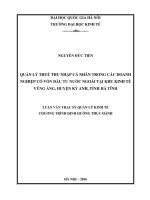 Quản lý thuế thu nhập cá nhân trong các doanh nghiệp có vốn đầu tư nước ngoài tại khu kinh tế vũng áng, huyện kỳ anh, tỉnh hà tĩnh