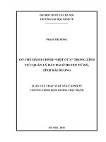 Cơ chế hành chính một cửa trong lĩnh vực quản lý đất đai ở huyện tứ kỳ, tỉnh hải dương 